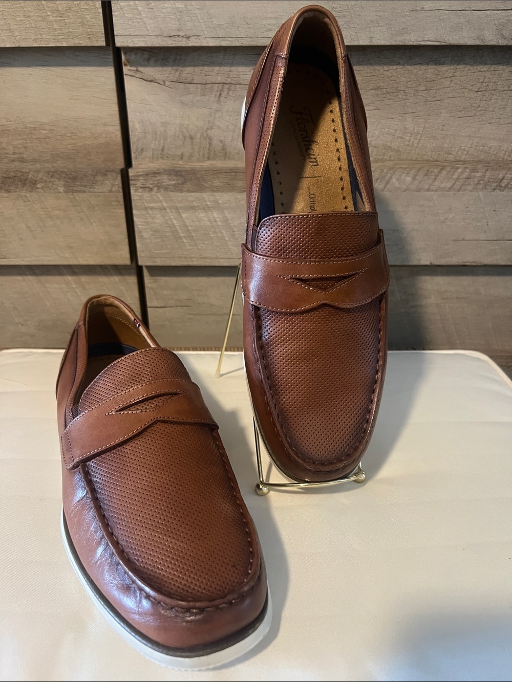 Florsheim 13344-221 Mens 11 M Brown Leather Penny Loafers Moc Toe Shoes